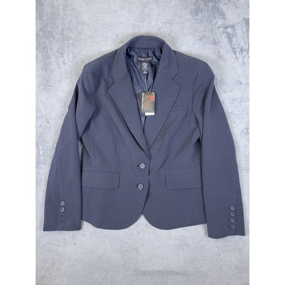 NYC Jackets & Blazers - New York & Company Blazer Womens 14 Blue Navy Long Sleeve Double Button NWT